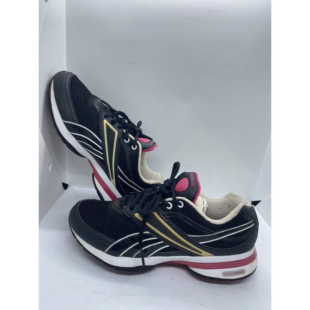 Reebok EasyTone Lace Up Toning Walking Shoes Black Pink PVN410 Womens 7.5